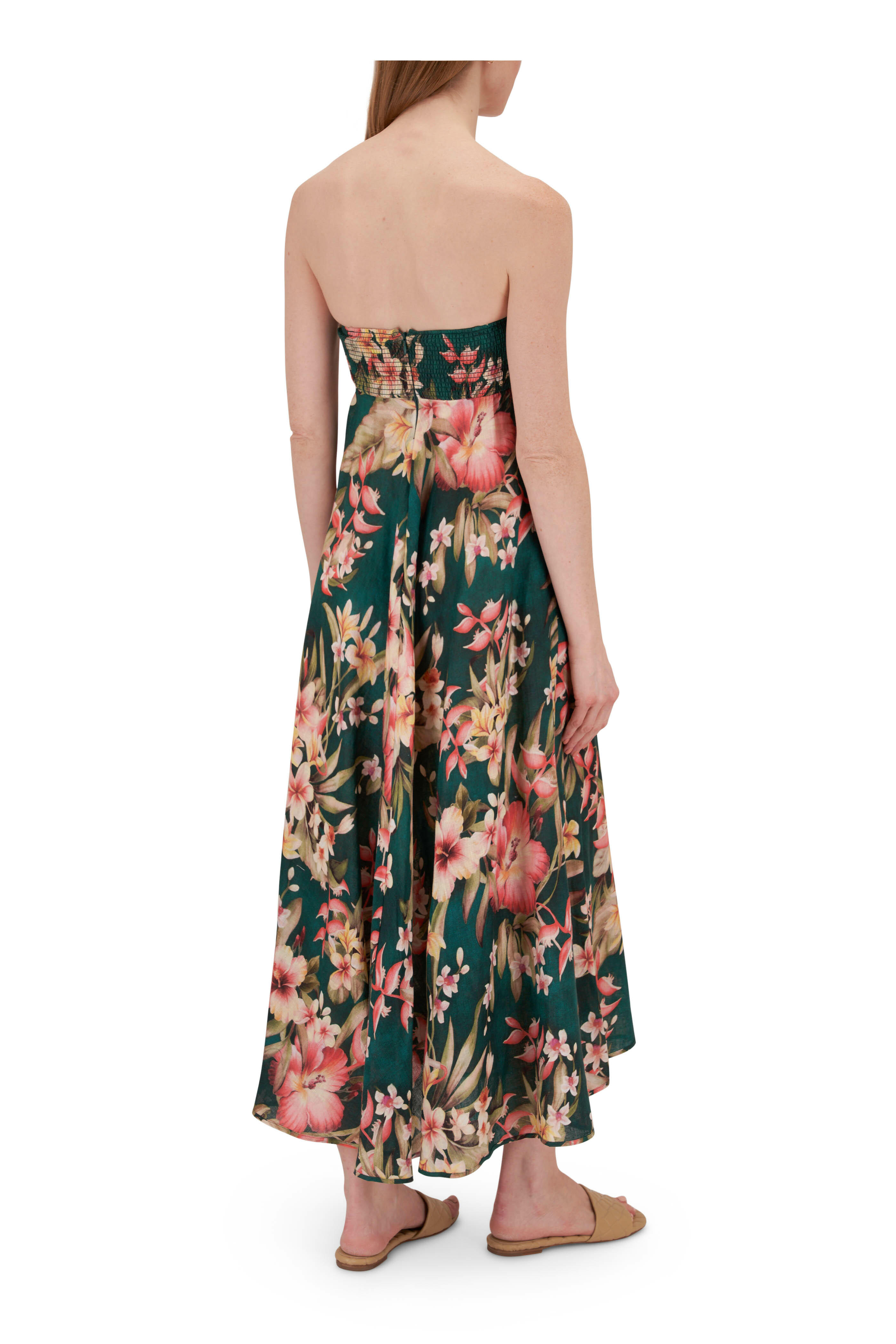 Zimmermann - Lexi Bandeau Green Floral Midi Dress