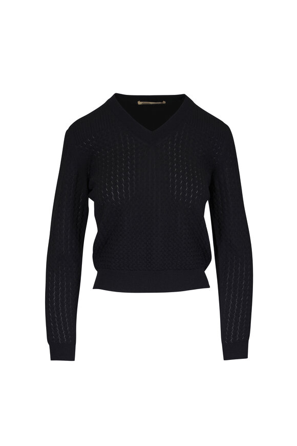 Maurizio Baldassari Black Lurex V-Neck Sweater - view 1