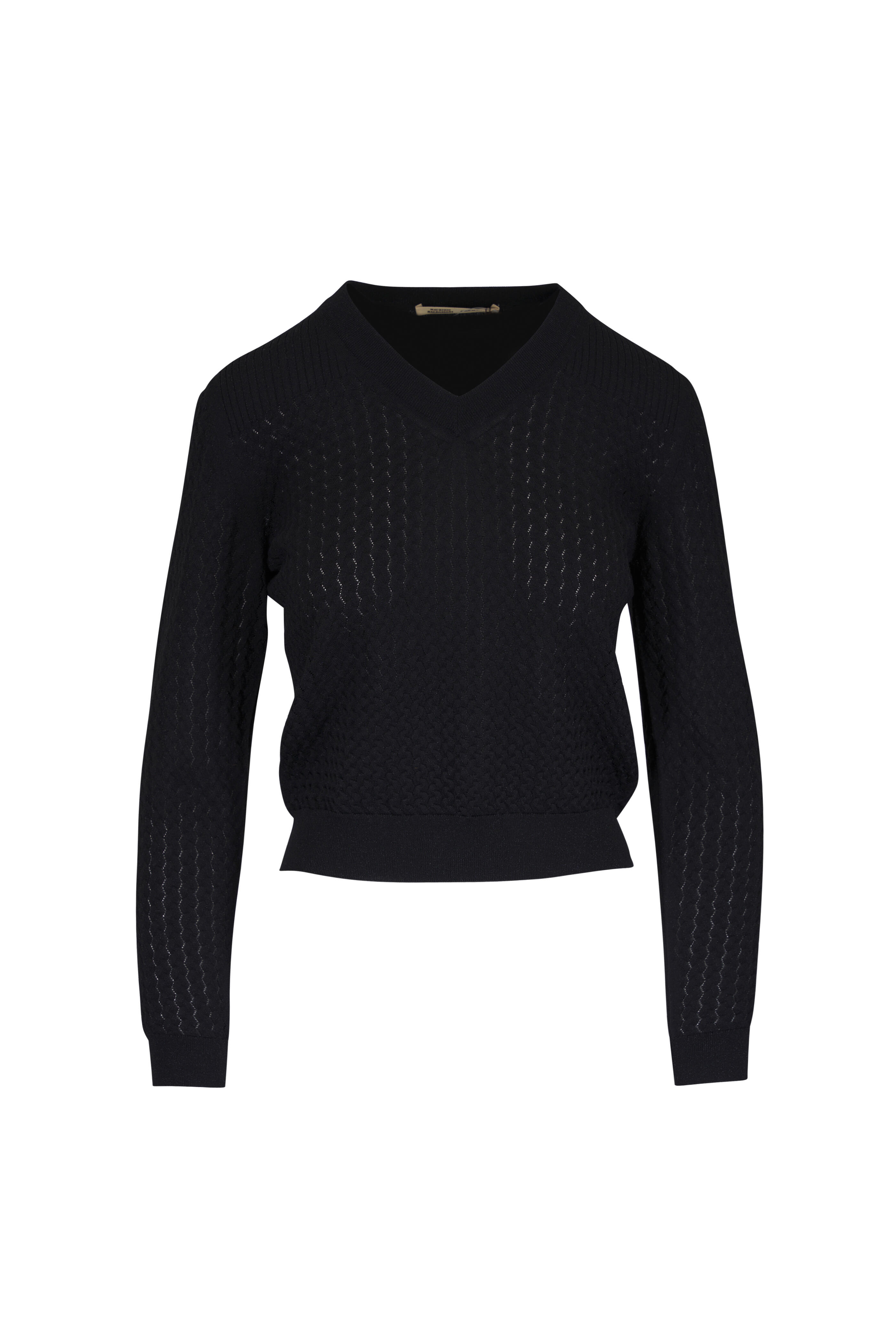 Maurizio Baldassari - Black Lurex V-Neck Sweater - view 1