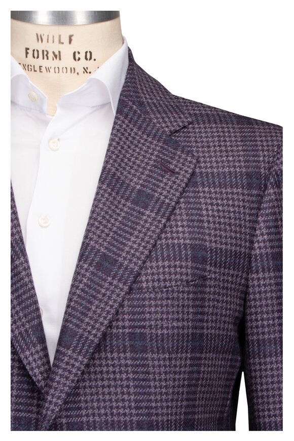 Cesare Attolini Lavender Plaid Cashmere Sportcoat - view 1