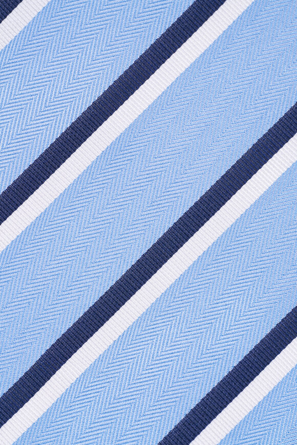 Canali - Light Blue Stripe Silk Necktie