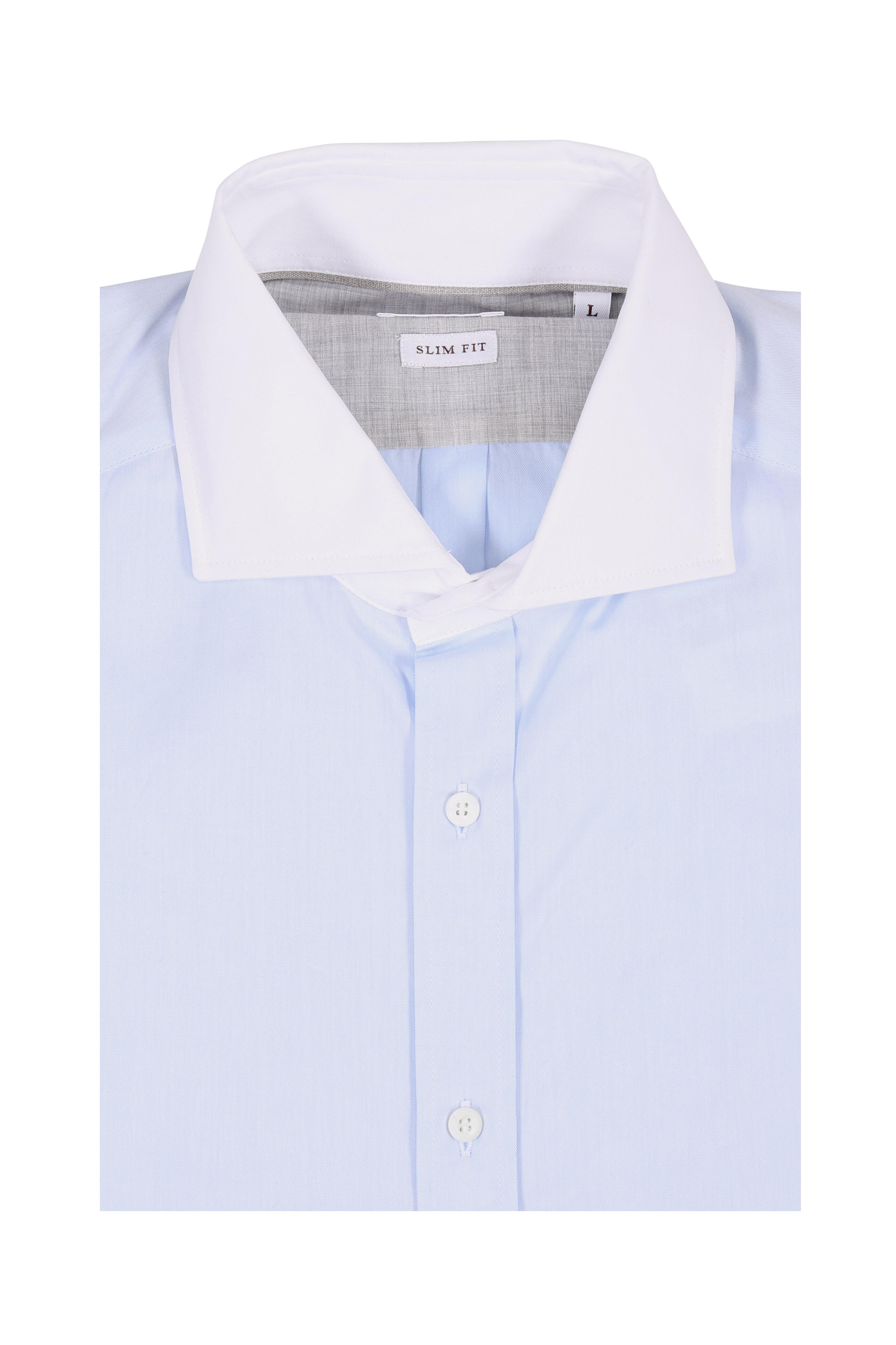 Brunello Cucinelli - Light Blue Twill Slim Fit Dress Shirt