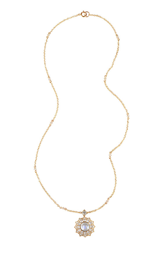 Nam Cho - 18K Pink Gold Moonstone & Diamond Pendant Necklace
