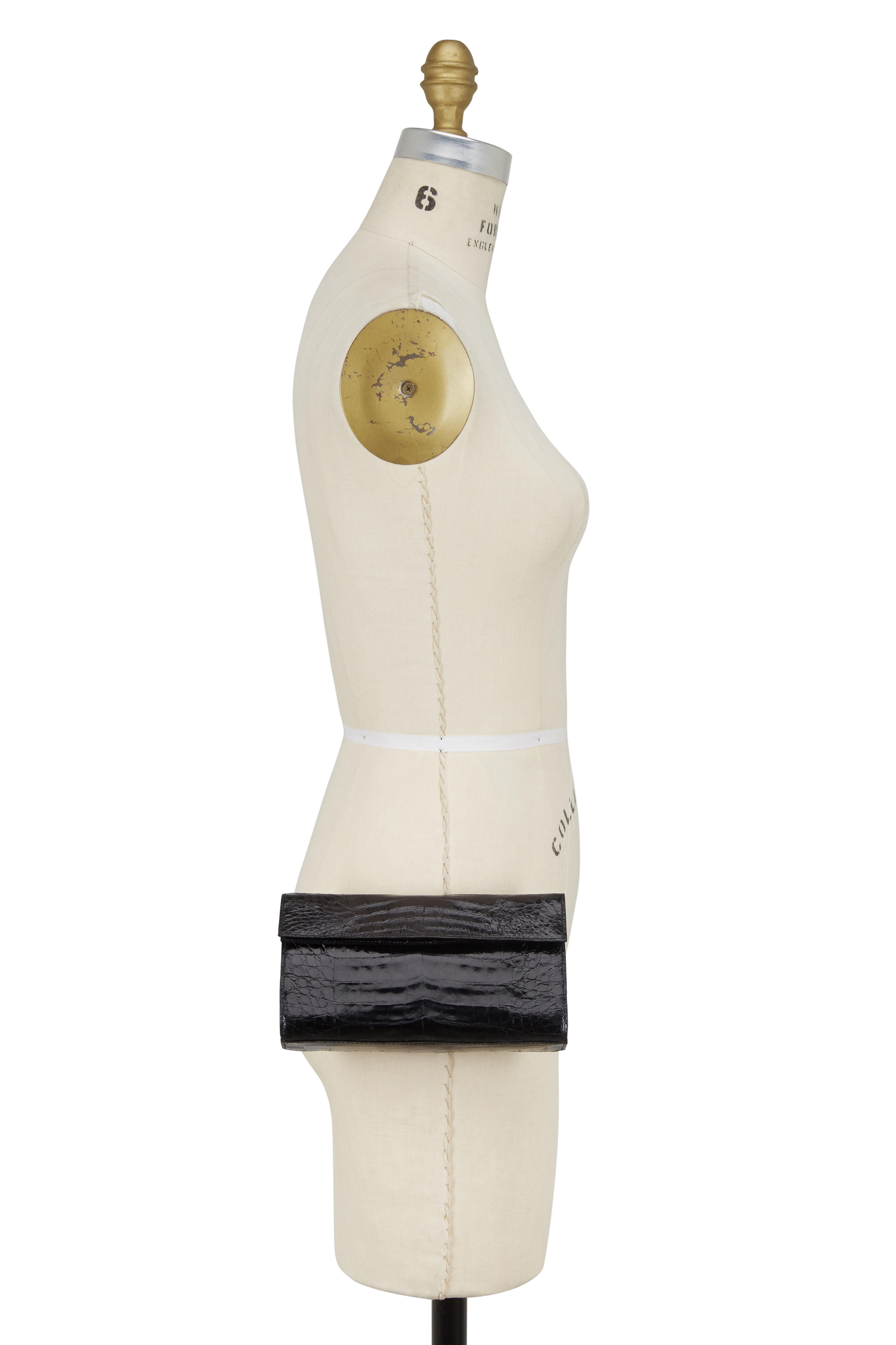 Nancy Gonzalez - Black Crocodile Mini Flap Clutch