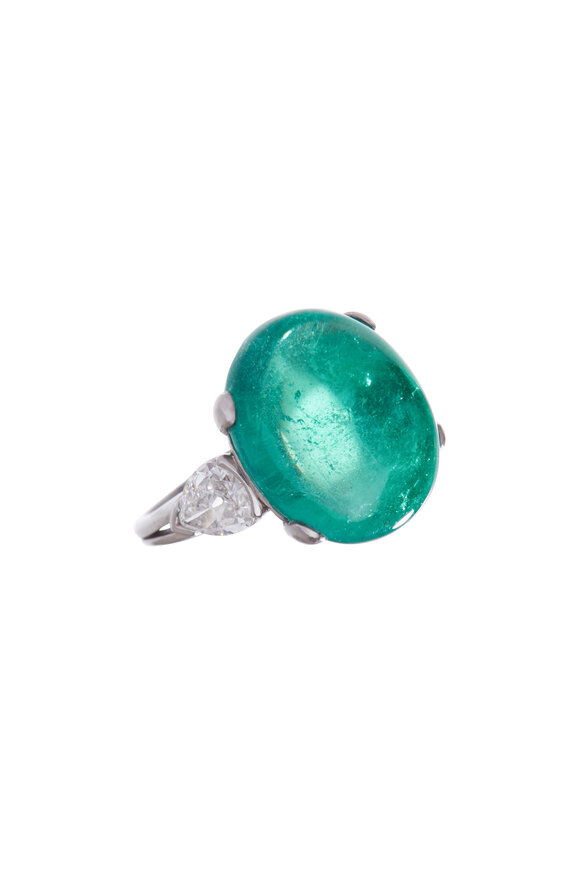 Fred Leighton - Platinum Emerald & Diamond 1950's Ring