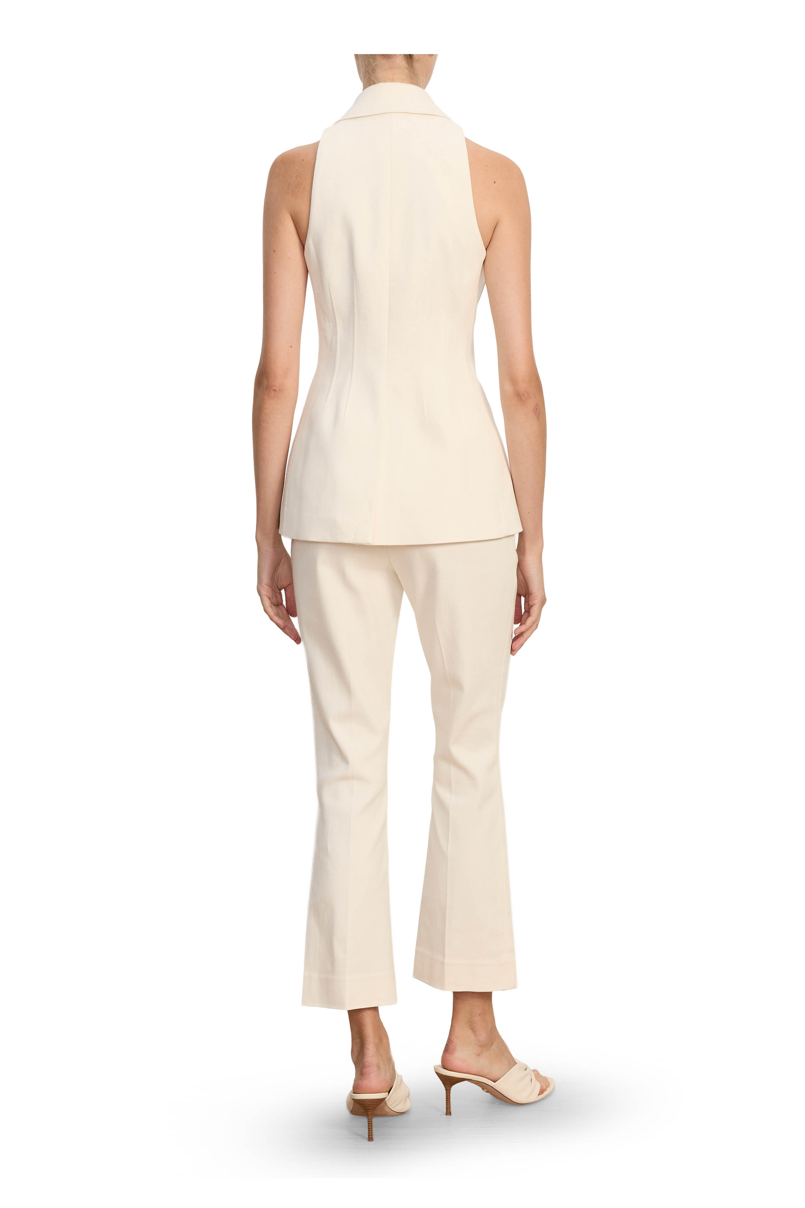 Veronica Beard - Althea Dove White Stretch Cotton Twill Pant - view 3