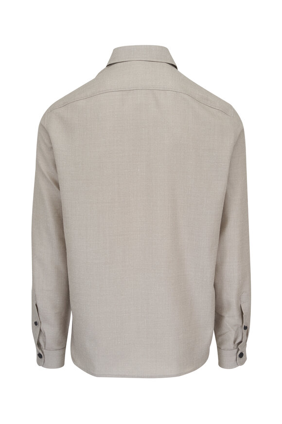 Isaia - Beige Wool, Silk & Linen Overshirt 