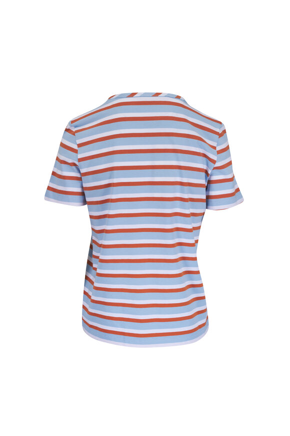 Marni Light Blue, White & Copper Stripe Cotton T-Shirt - view 3
