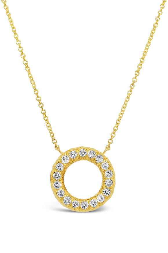 Aaron Henry 18k Yellow Gold Diamond Circle Pendant Necklace