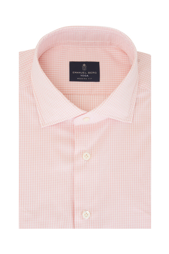 Emanuel Berg Light Pink Check Cotton Poplin Shirt