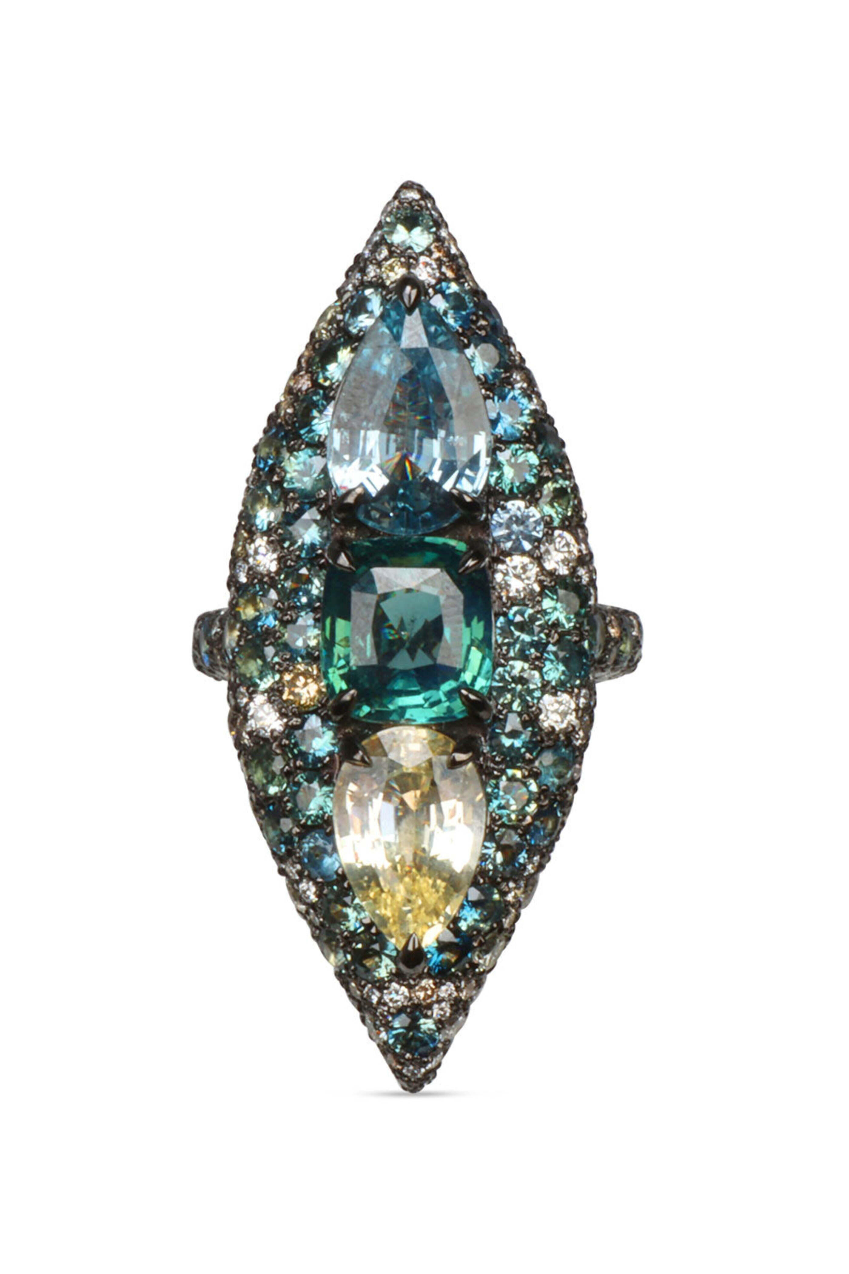 Jared Lehr - Sapphire and Diamond Cocktail Ring
