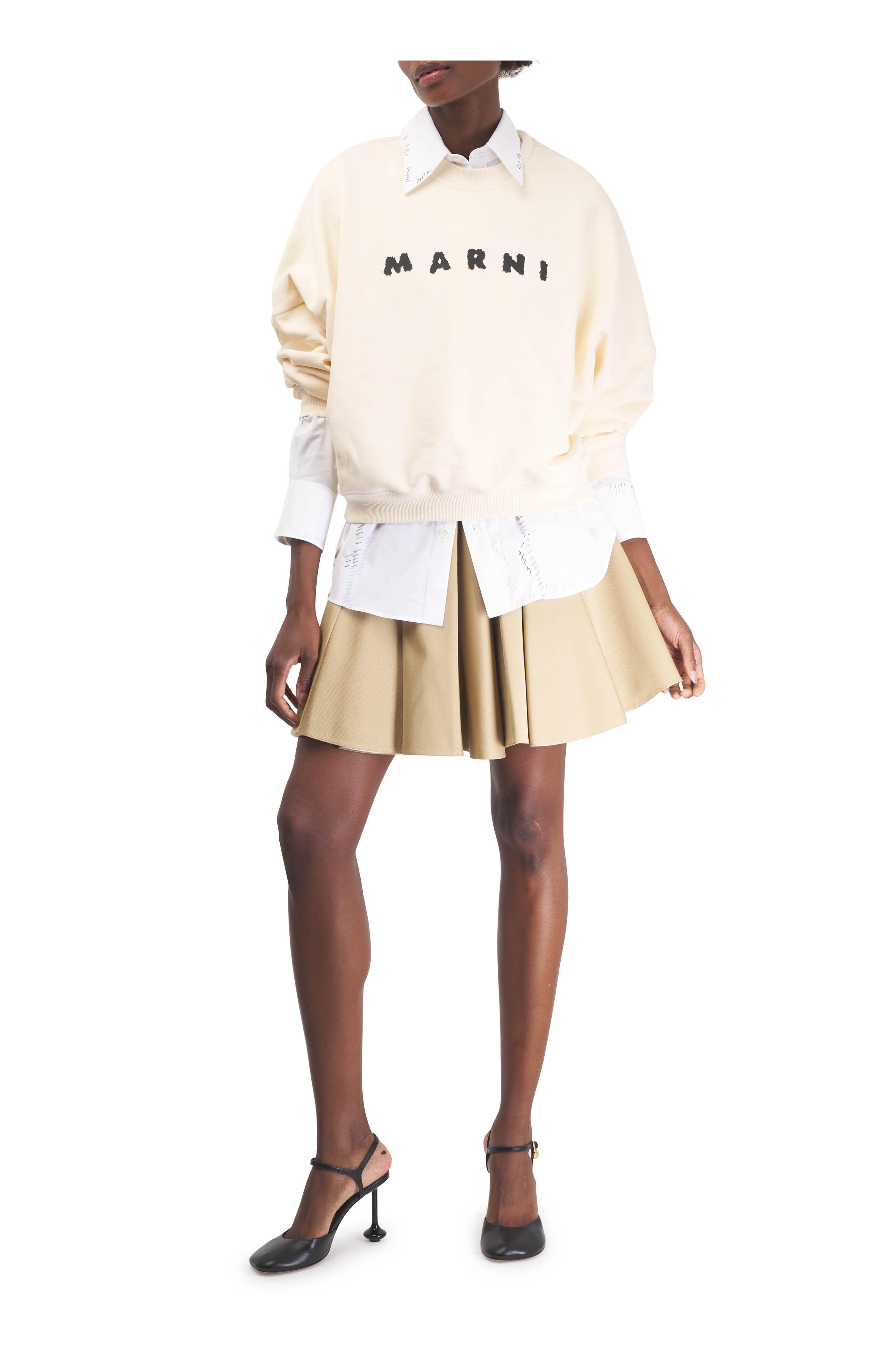 Marni - Lilywhite Embroidered Mending Cotton Classic Shirt