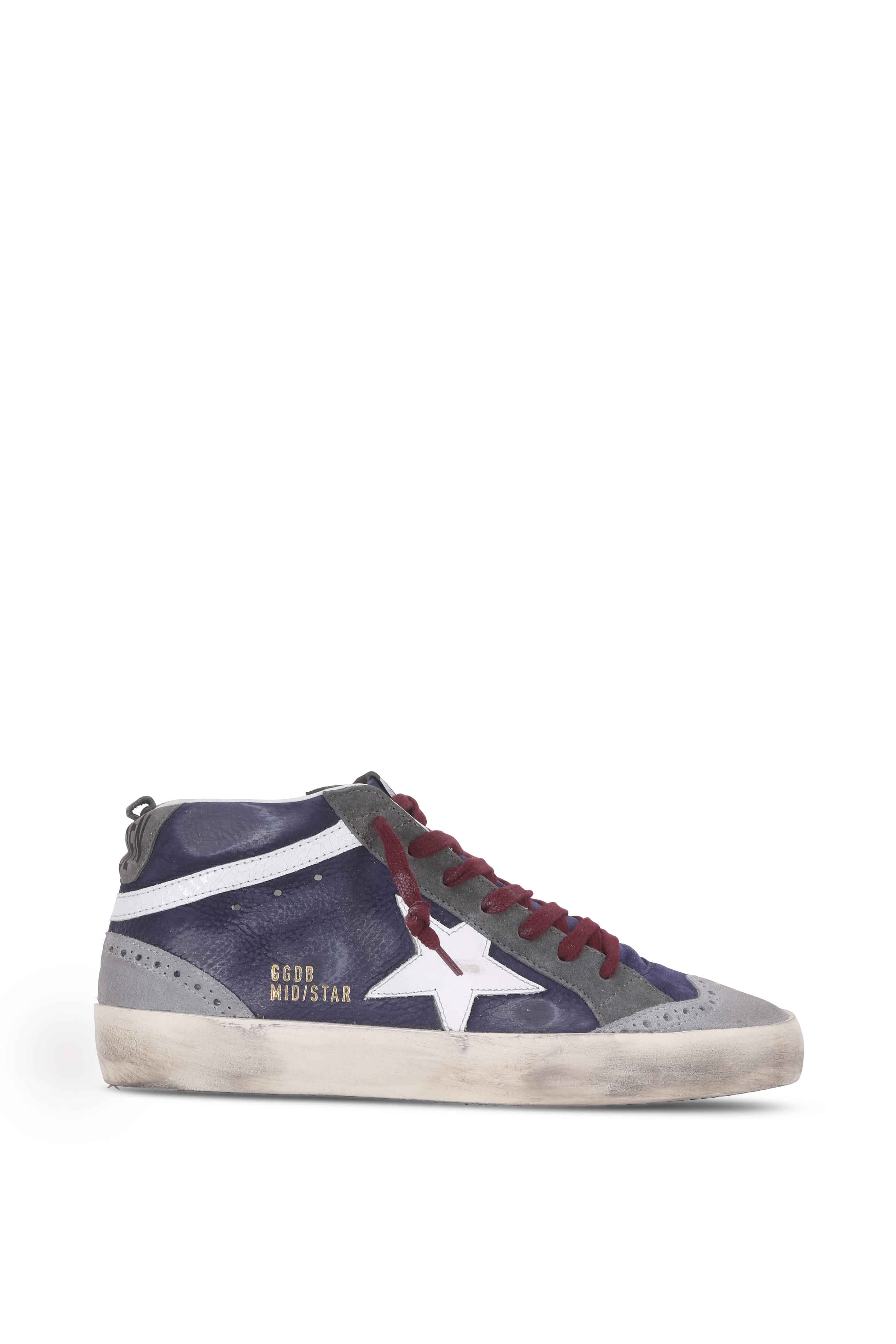 Golden Goose - Mid Star Navy Blue Suede White Star Sneaker