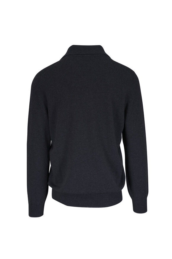 Brunello Cucinelli - Charcoal Wool & Cashmere Zip Front Sweater