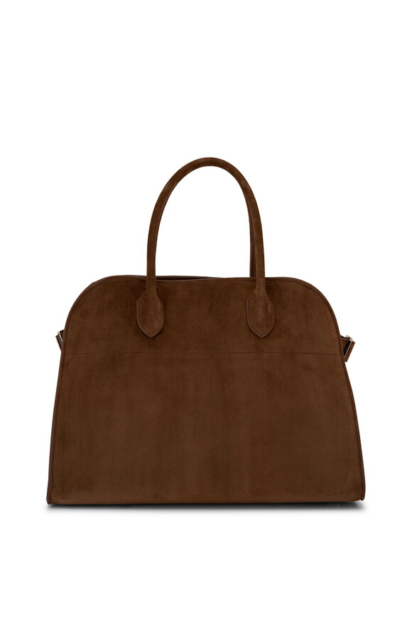 The Row - Soft Margaux 12 Desert Brown Suede Top Handle Bag