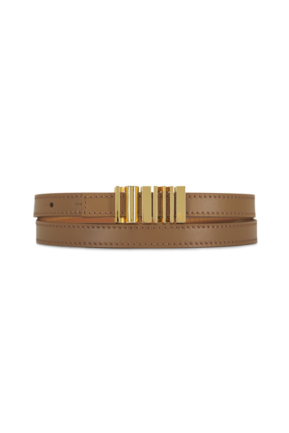 Loewe Loewe Graphic Oak & Gold Leather Belt