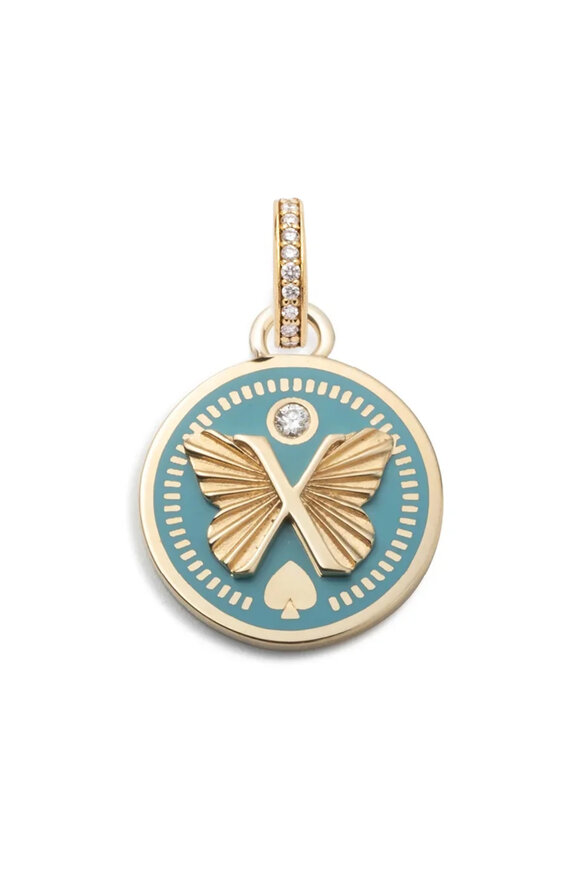 Foundrae 18k Yellow Gold Ceramic Butterfly Baby Medallion - view 1