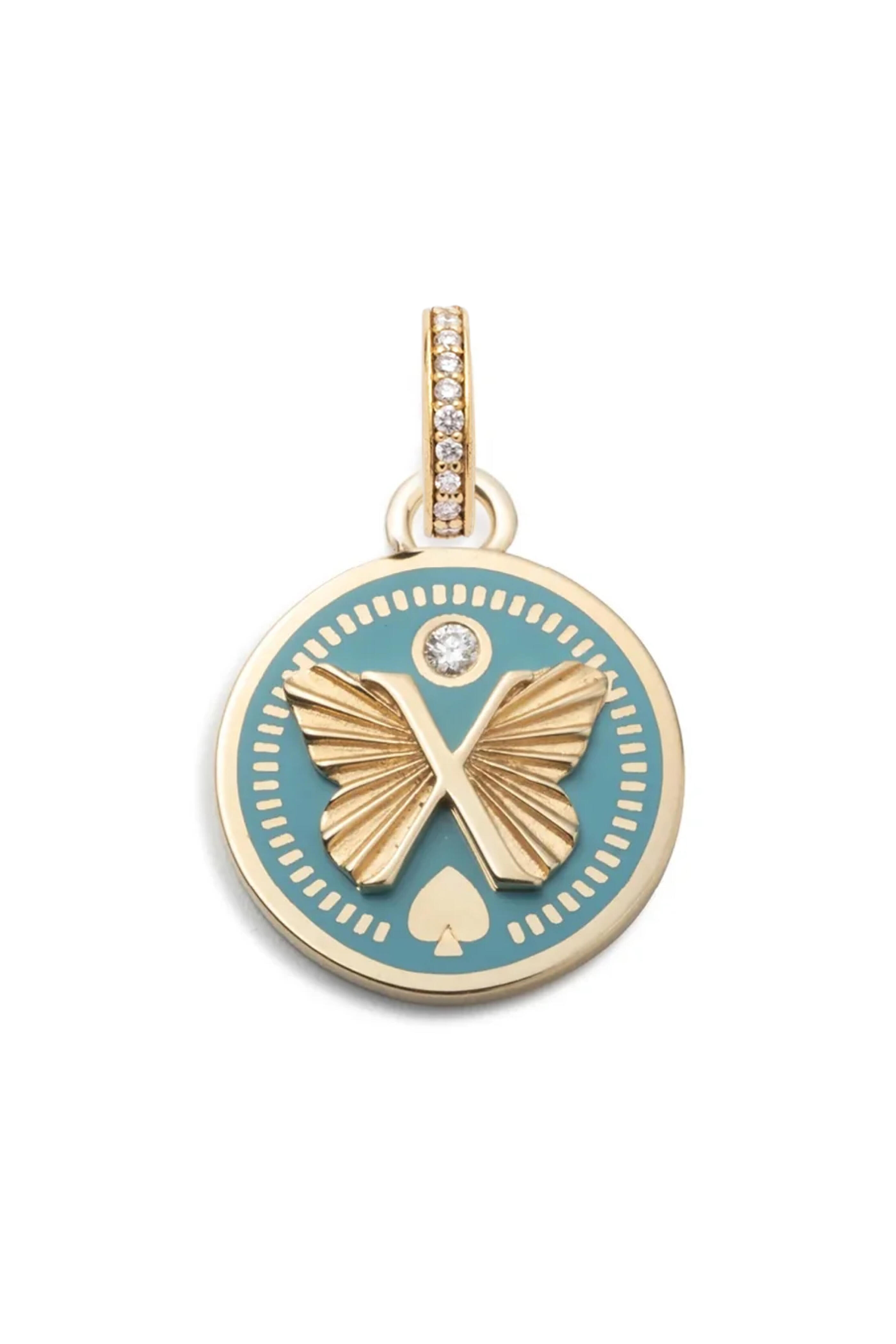 Foundrae - 18k Yellow Gold Ceramic Butterfly Baby Medallion - view 1