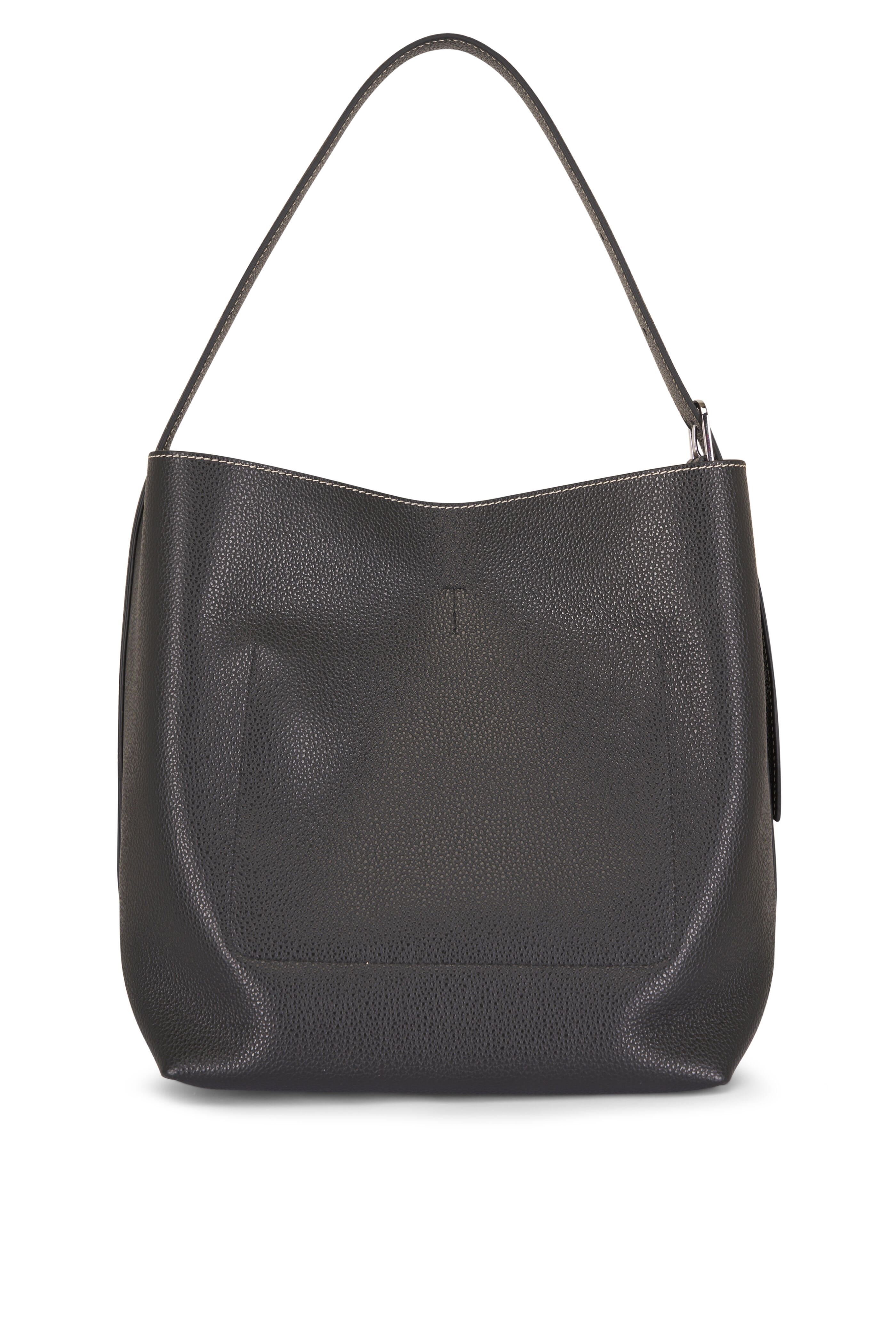 Totême - Medium Black Grained Leather Belted Tote - view 4