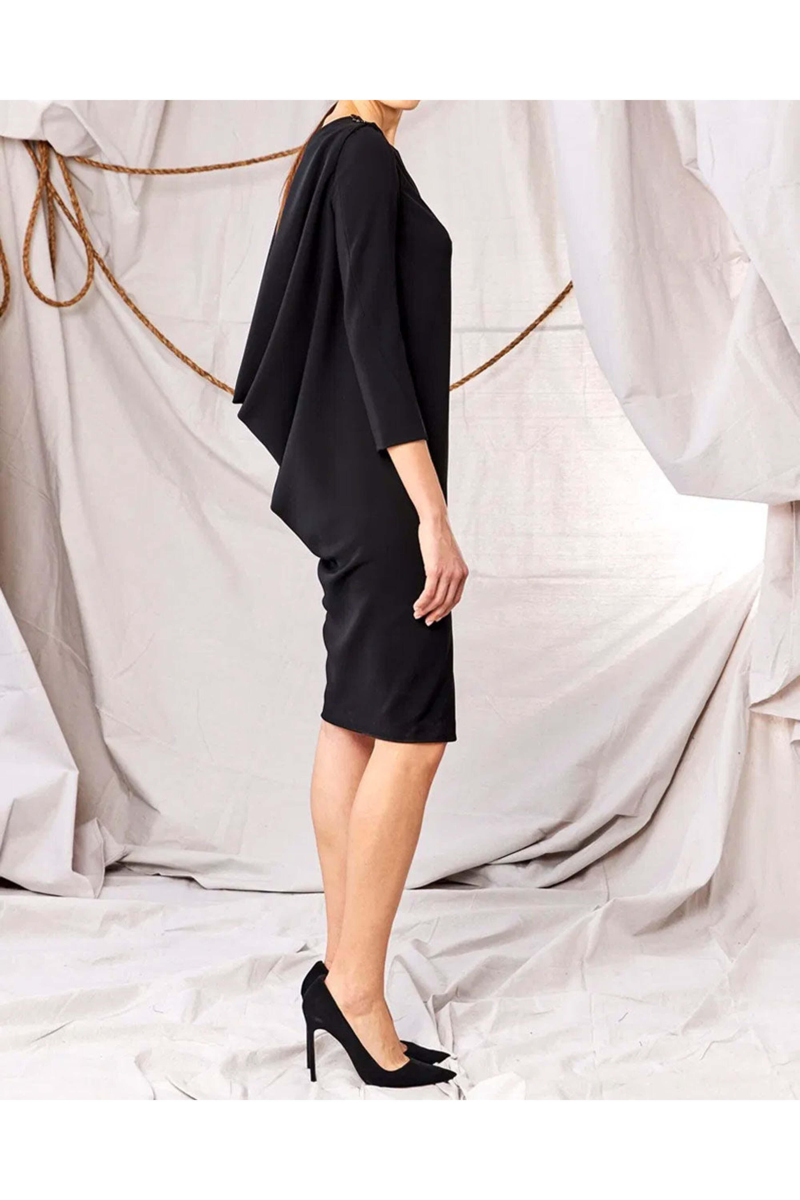 Atelier Caito For Herve-Pierre - Black Cowl Back Cocktail Dress