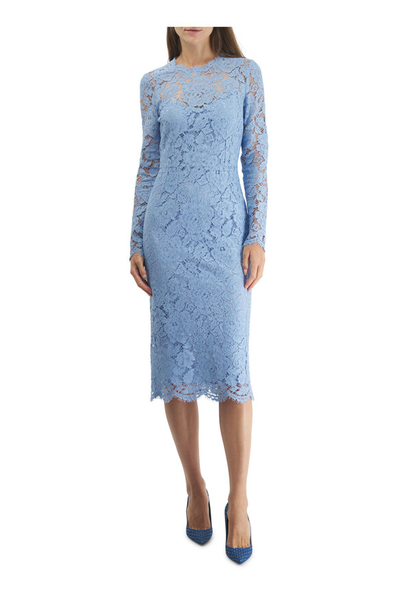 Dolce & Gabbana - Lilac Floral Lace A-Line Midi Dress 