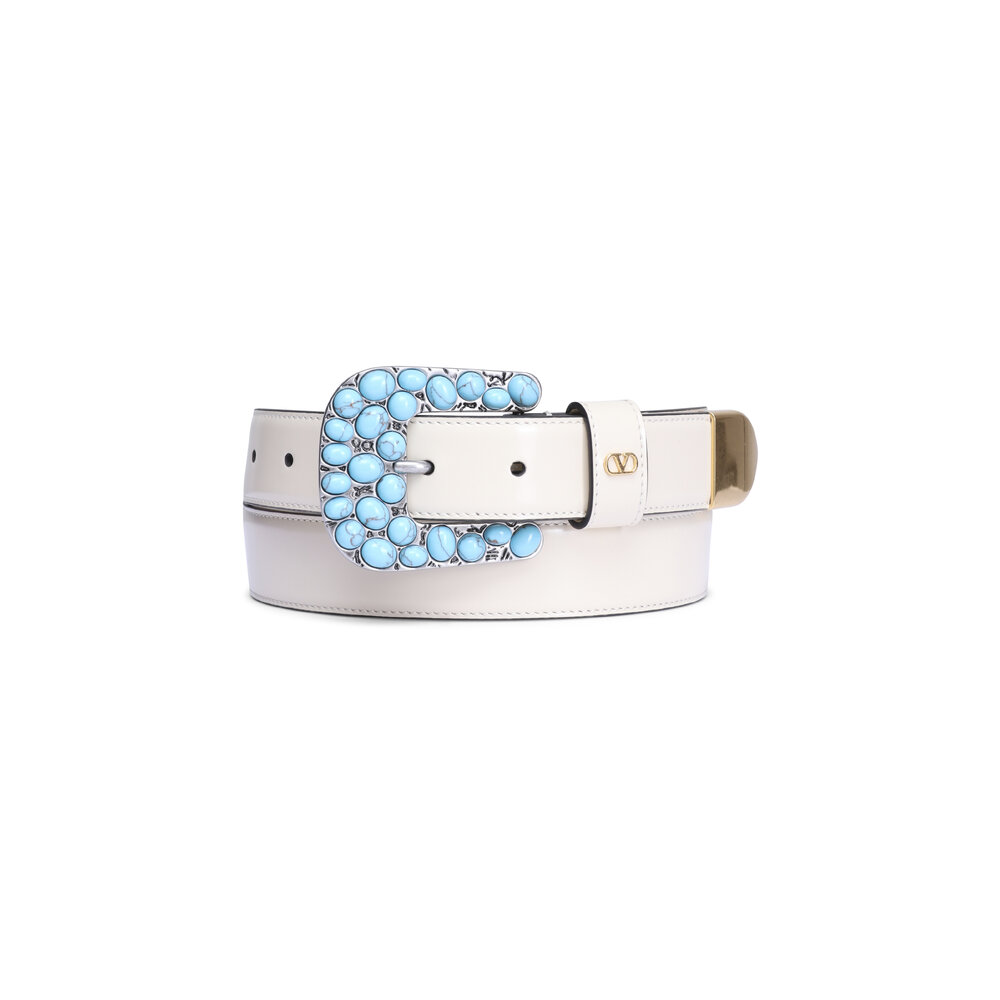 Valentino Garavani - White & Turquoise Western VLogo Belt