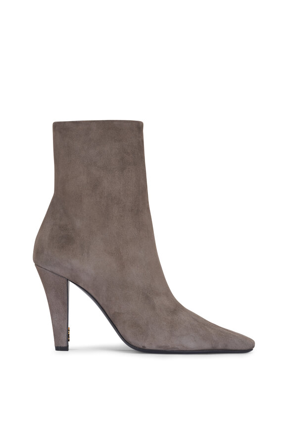 Saint Laurent Jill Mickey Gray Suede Bootie, 95mm - view 4