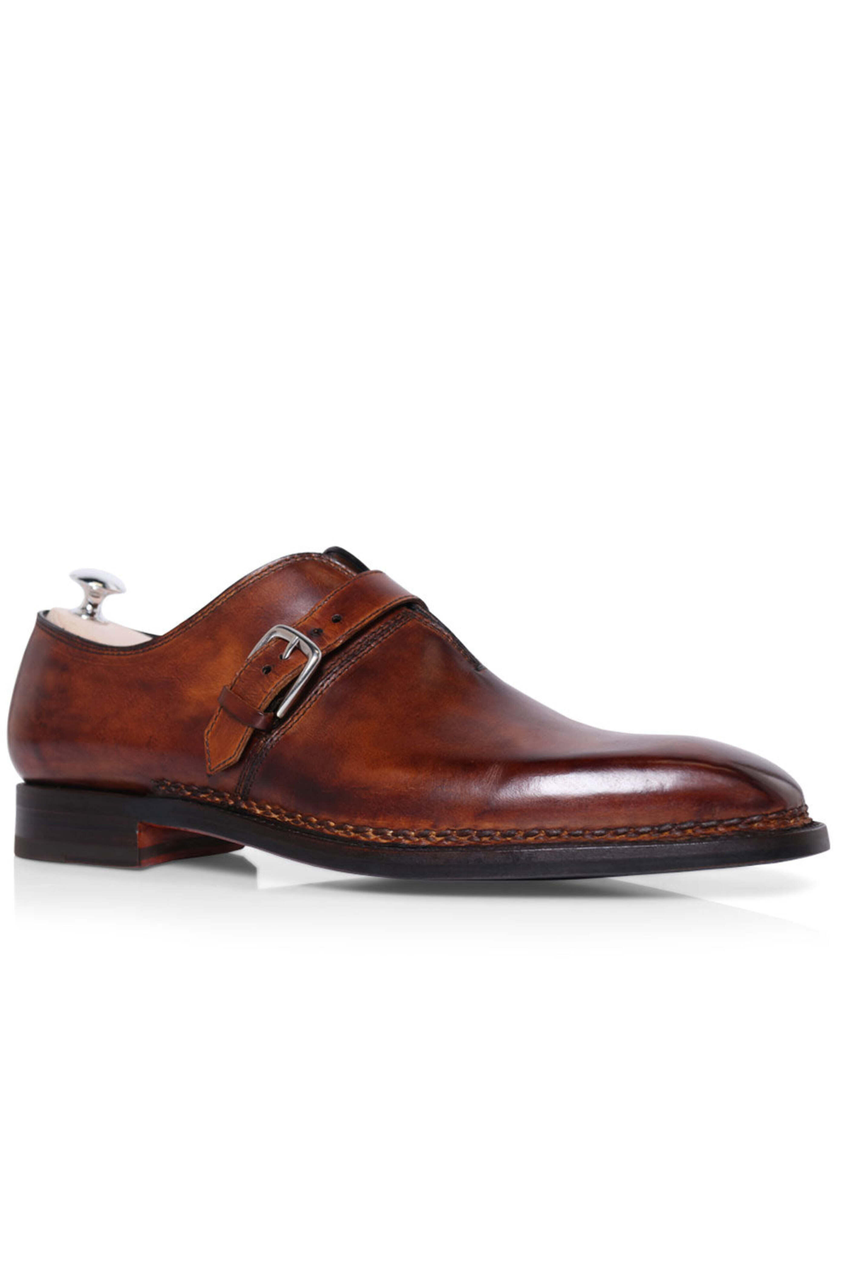 Bontoni - Giallo Scuro Leather Monk Strap Shoe