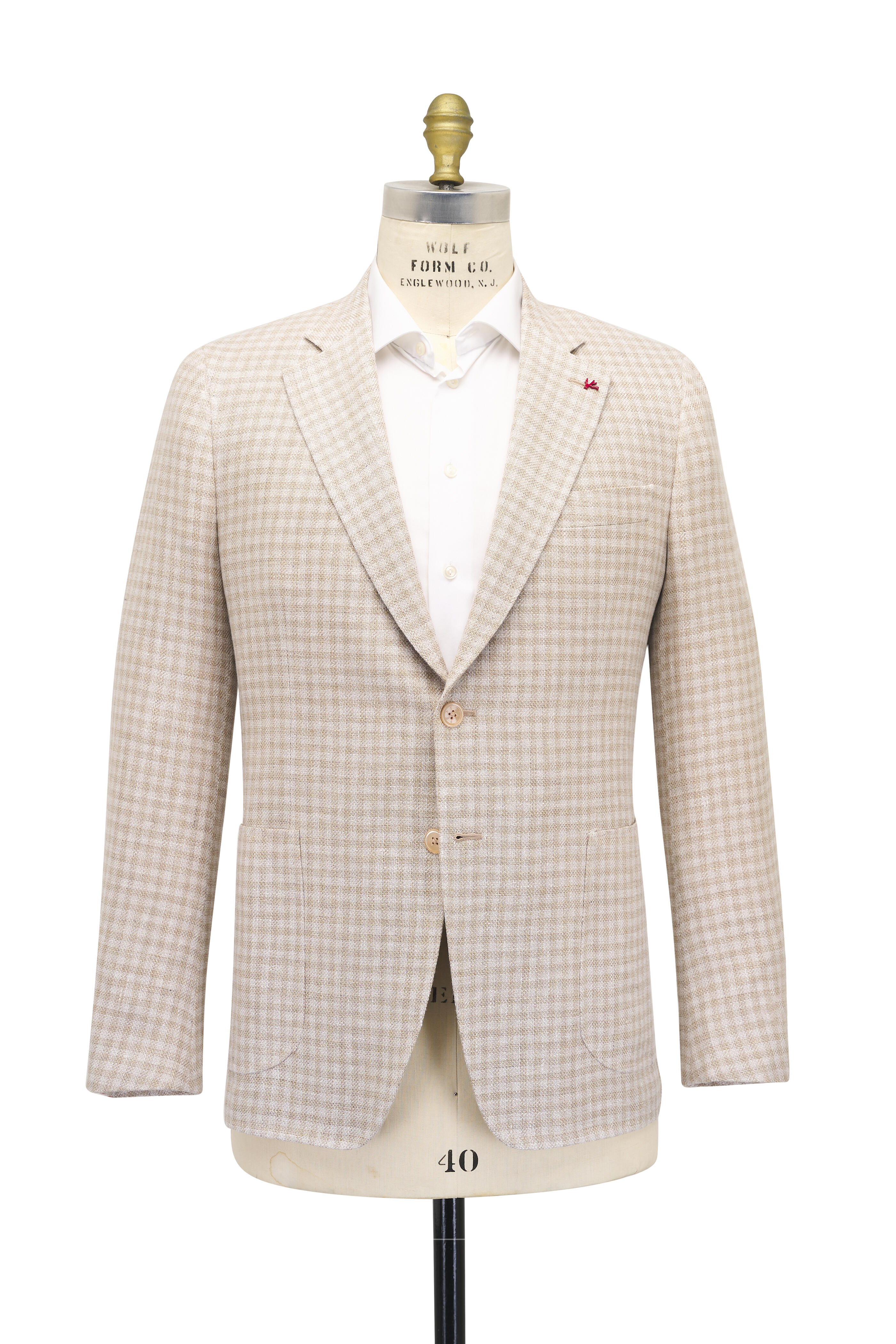Isaia - Tan Check Linen, Wool & Silk Sportcoat