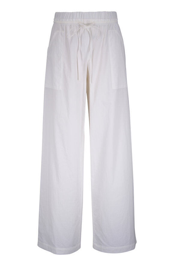 Vince Off White Cotton Double Waist Drawstring Pant