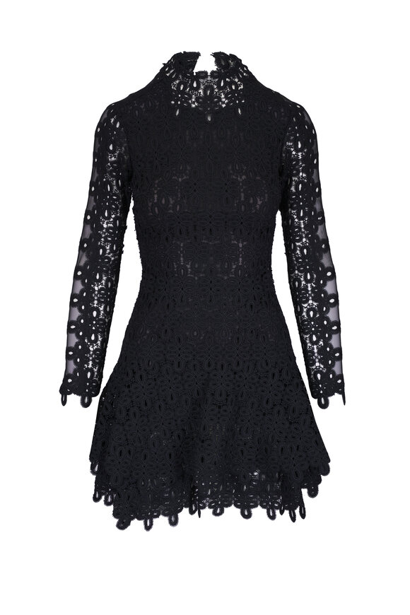 Diane von Furstenberg - Kaleb Black Embellished Lace Shift Dress