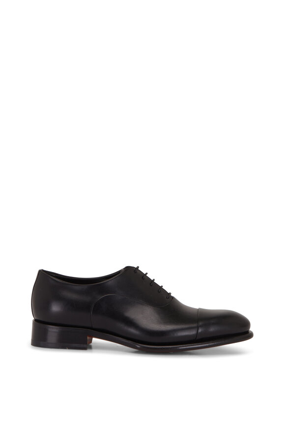 Santoni Isaac Black Leather Lace Up Dress Shoe - view 2