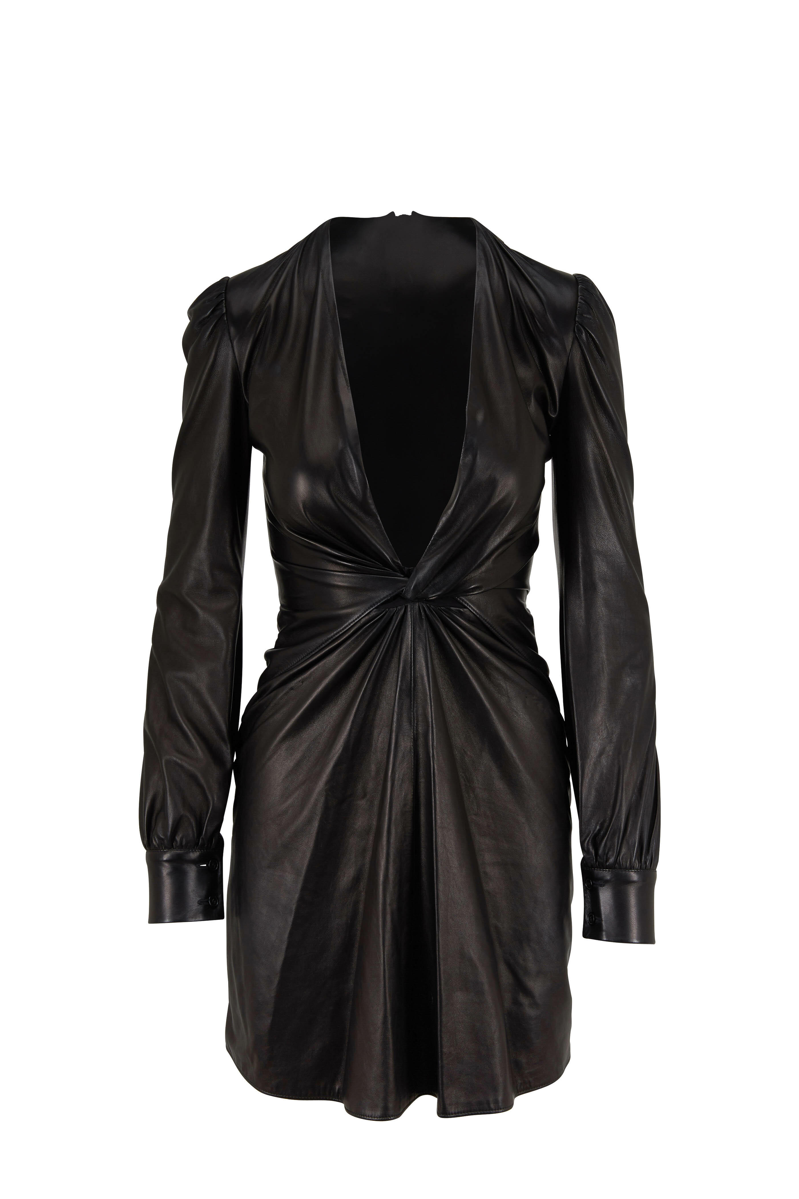 【関税込み】TOM FORD ブラック カシミヤ フーディ Tom Ford - Black Stretch Leather Deep V-Neck Dress