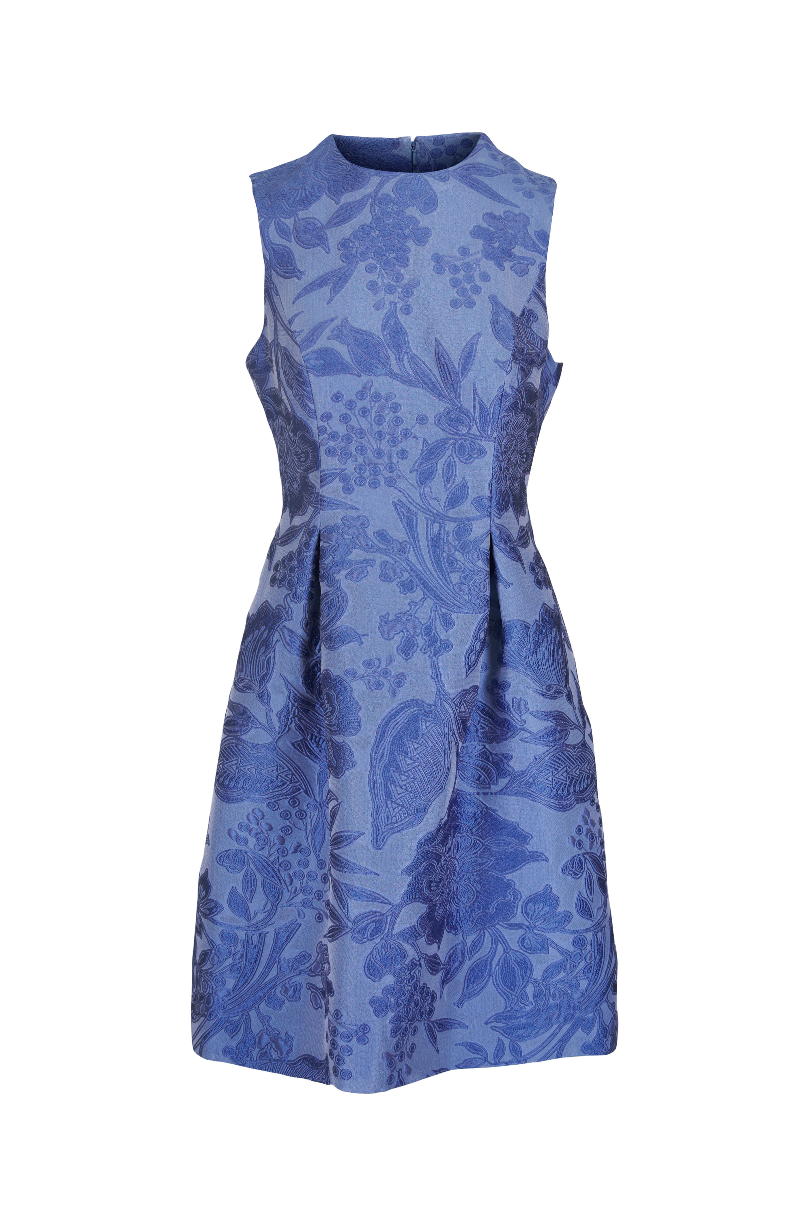 Lela Rose - Betsy Blue Floral Fil Coupe Sleeveless Dress