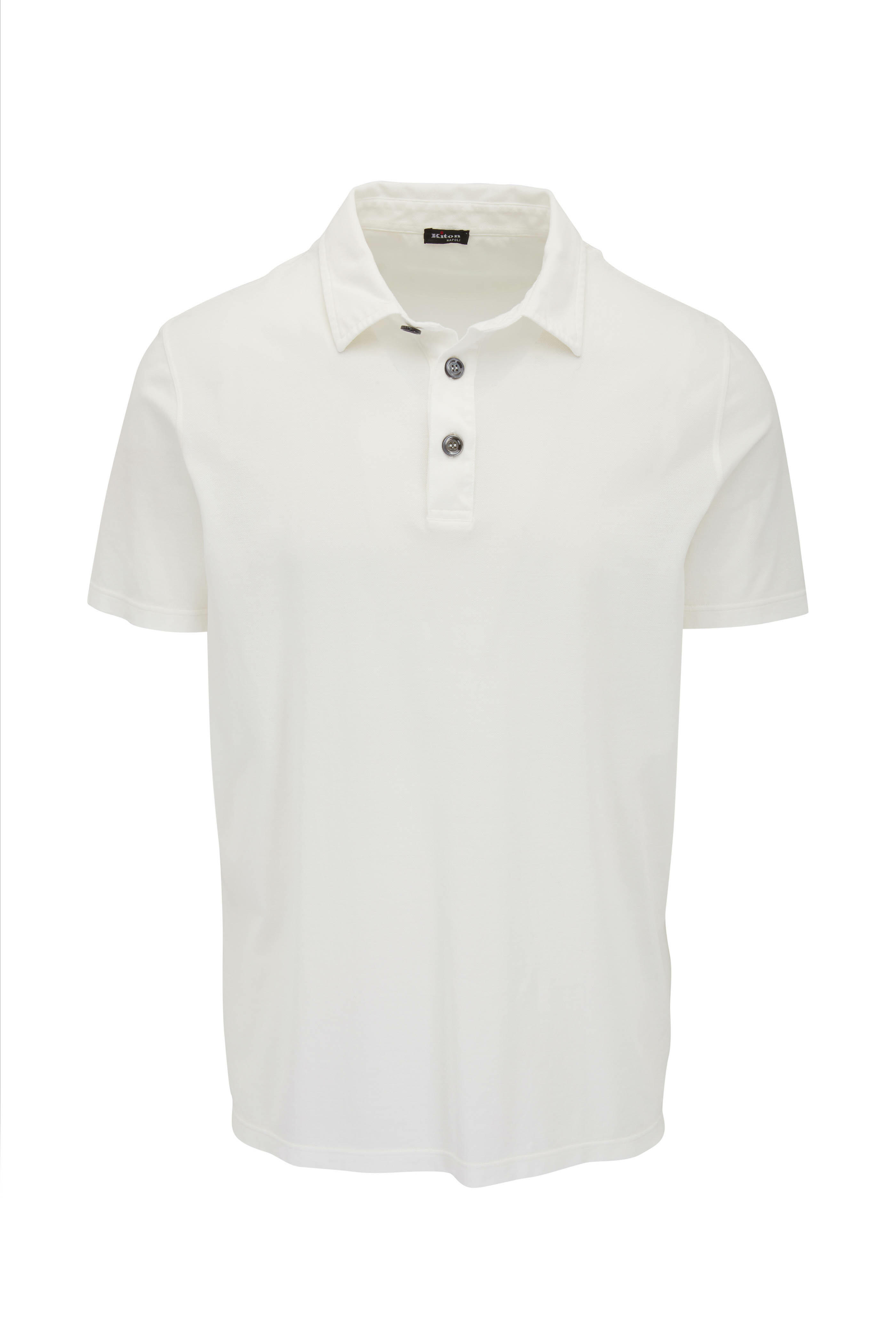 Kiton - White Cotton Polo | Mitchell Stores