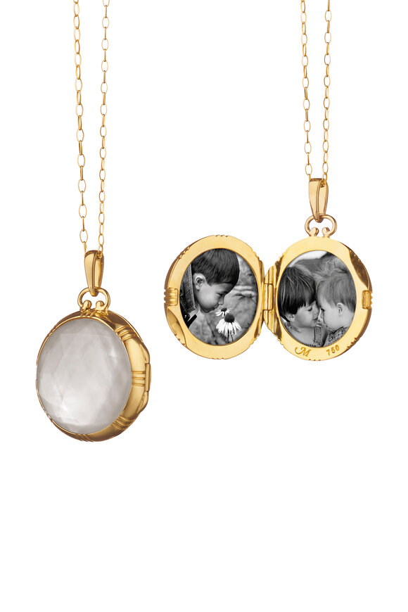 Monica Rich Kosann 18k Yellow Gold Double Sided Crystal Locket