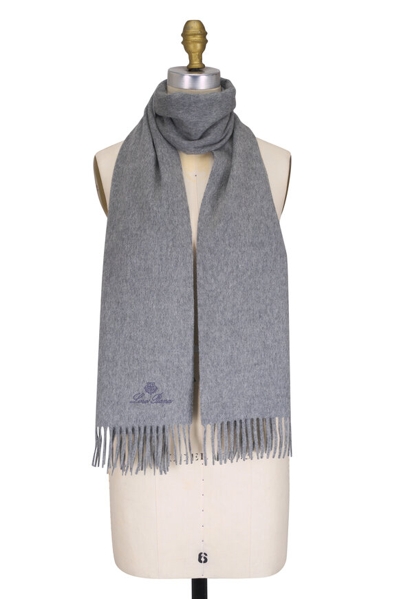 Loro Piana Grande Gray Double Face Cashmere Scarf - view 1