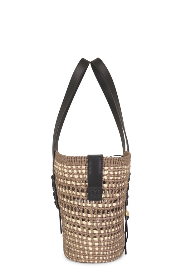 Loewe Medium Braid Basket Khaki Palm & Leather Tote - view 4