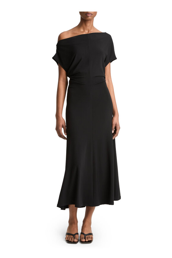 Vince Black Matte Jersey Off-Shoulder Midi Dress - view 2