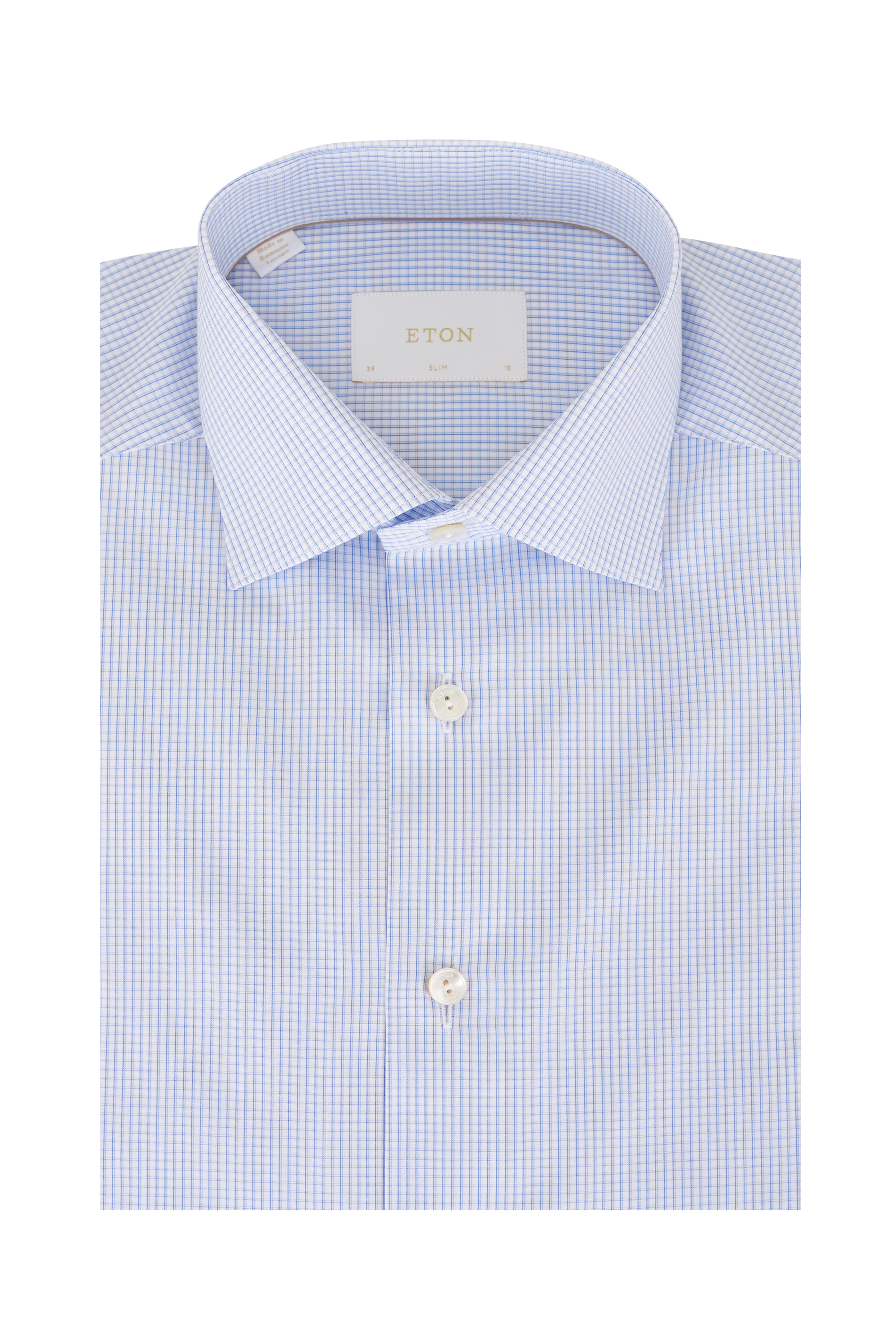 Eton - Blue Check Cotton Dress Shirt