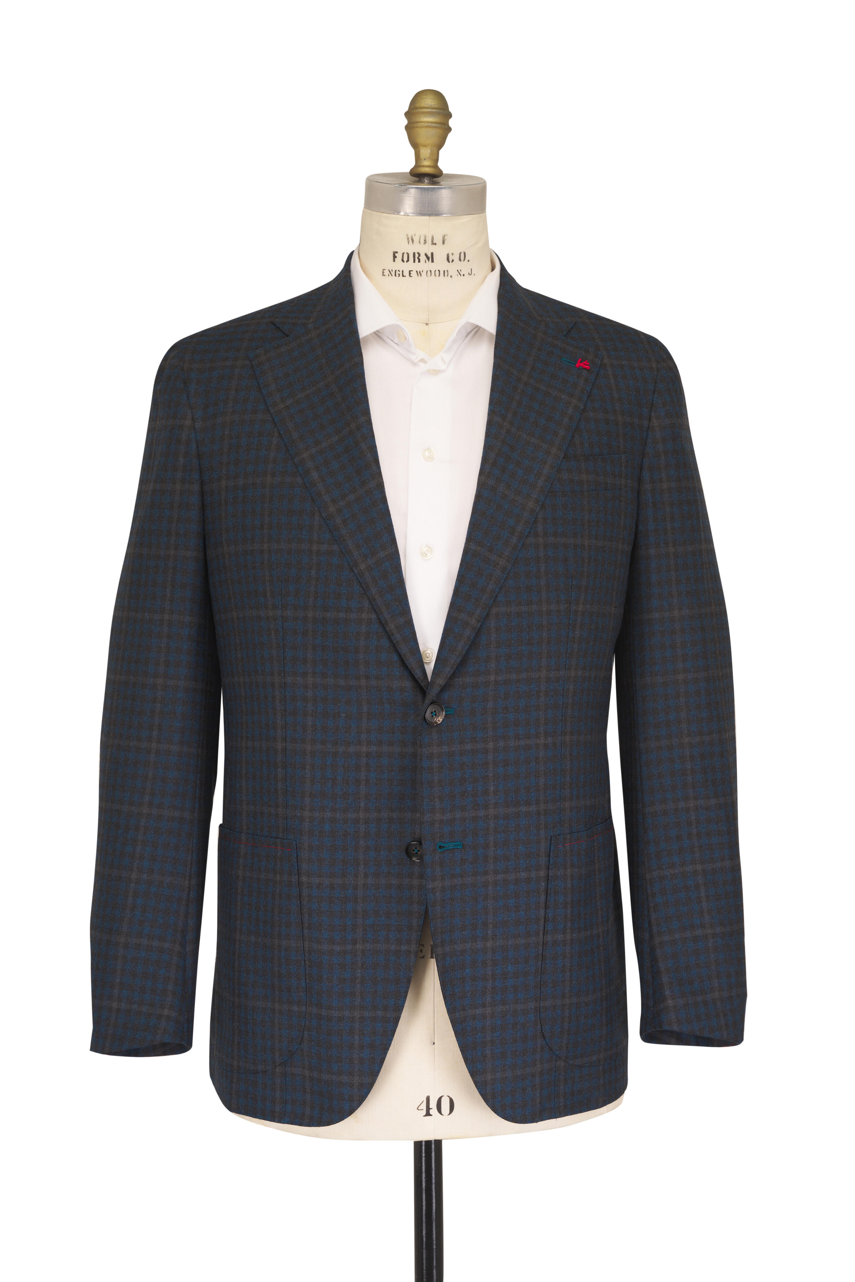 Isaia - Marechiaro Blue & Gray Check Wool Sportcoat - view 2
