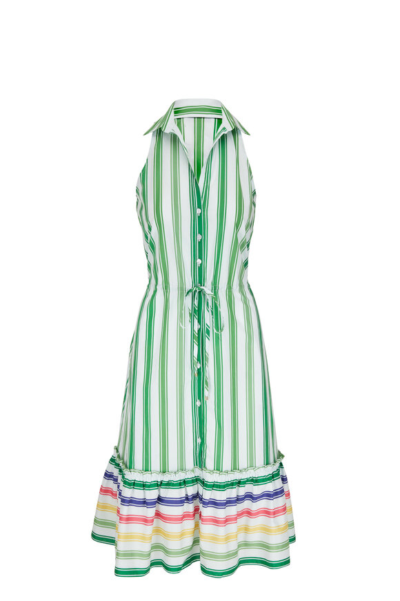 Cara Cara - Jaclyn Green & White Stripe Midi Dress