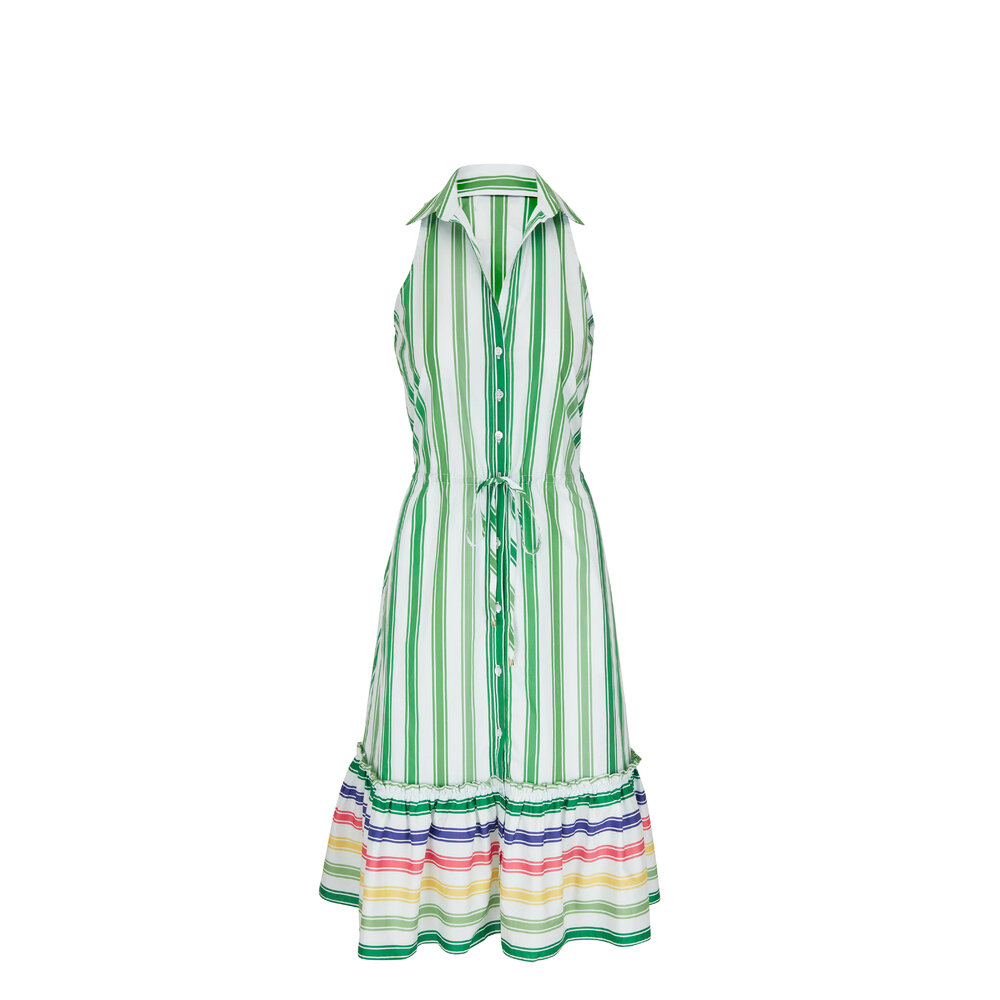 Cara Cara - Jaclyn Green & White Stripe Midi Dress
