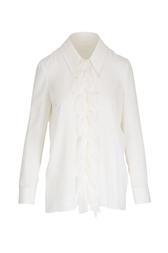 Khaite Luka Cream Silk Button Up Blouse