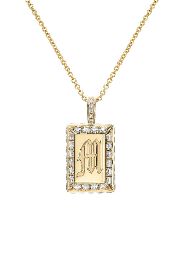 Dru - Yellow Gold Diamond Initial Nugget Necklace