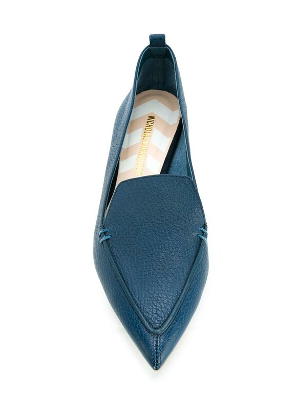 Nicholas Kirkwood - Beya Midnight Blue Leather Pointed Flat  