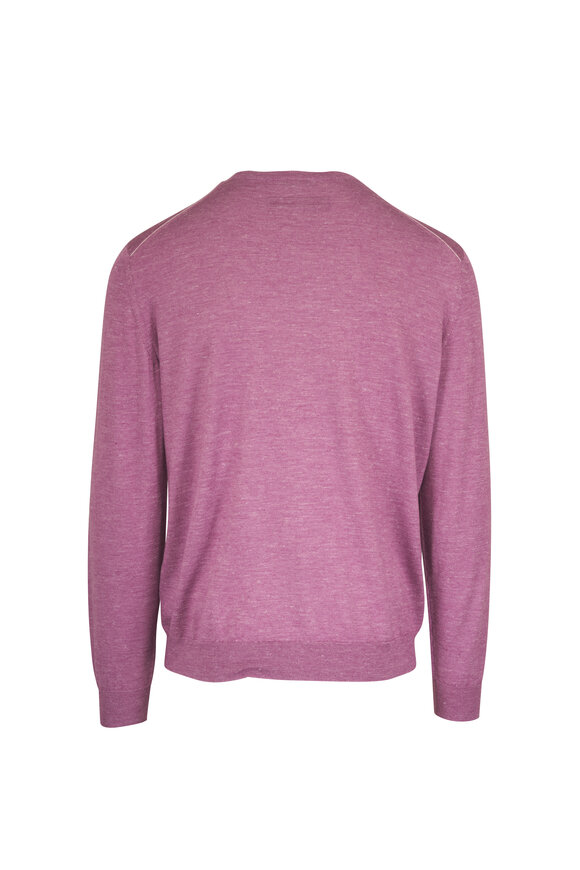 Zegna Pink Silk, Cashmere & Linen Crewneck Sweater - view 2