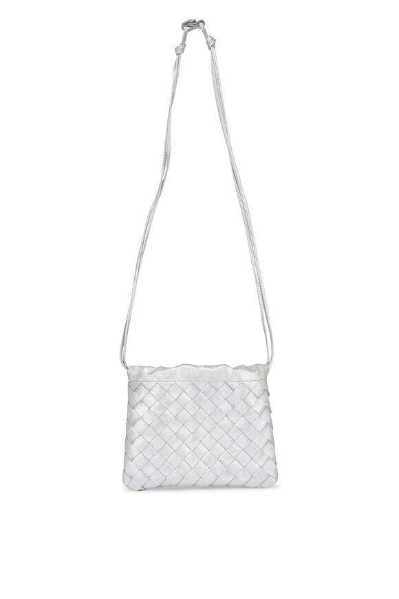 Bottega Veneta Small Dustbag Silver Intrecciato Leather Pouch - view 3