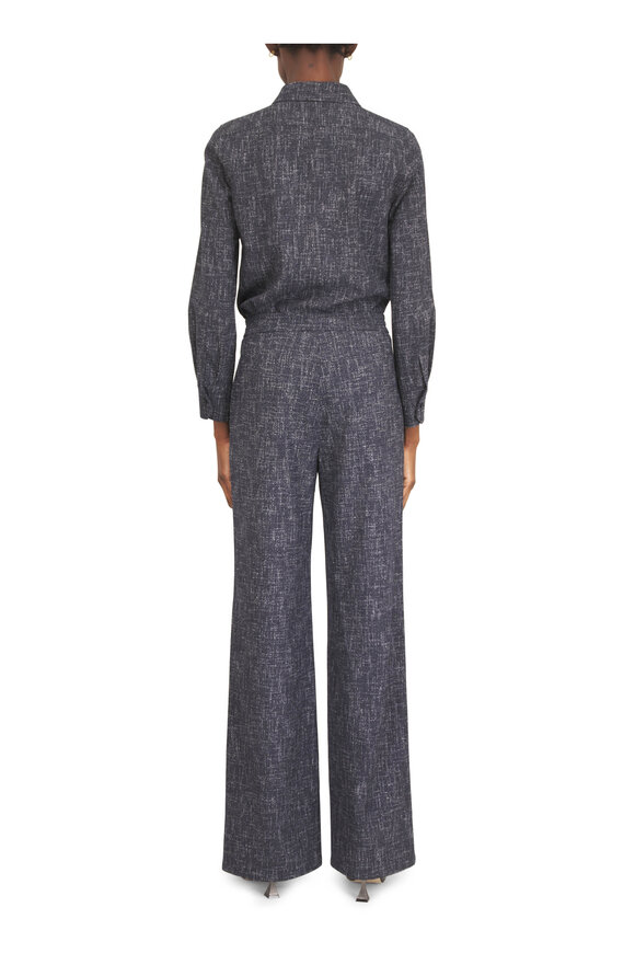 Akris Blue Textured Button Up Blouse - view 4