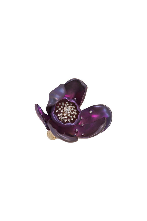 Graziela Gems 18k Rose Gold Large Purple Orchid Ring